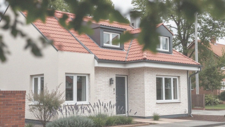 Jakie style architektoniczne współgrają z czerwonym dachem i białymi oknami?